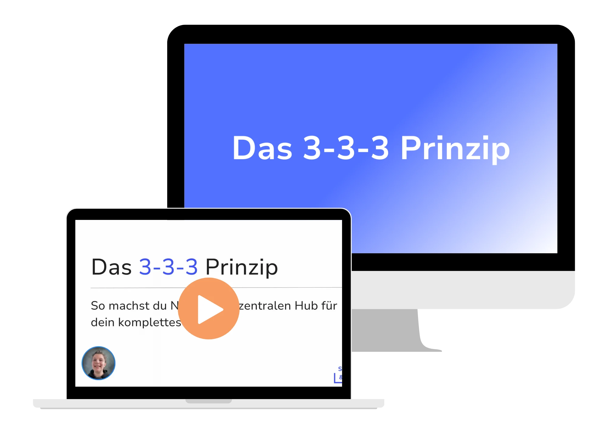 3-3-3 Prinzip Mockup auf Laptop und Tablet