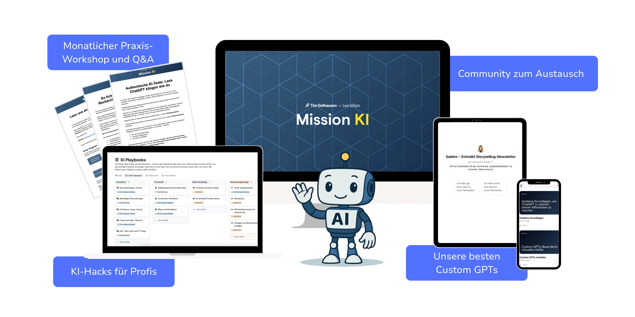 Mission KI – Membership-Oberfläche auf Laptop und Tablet