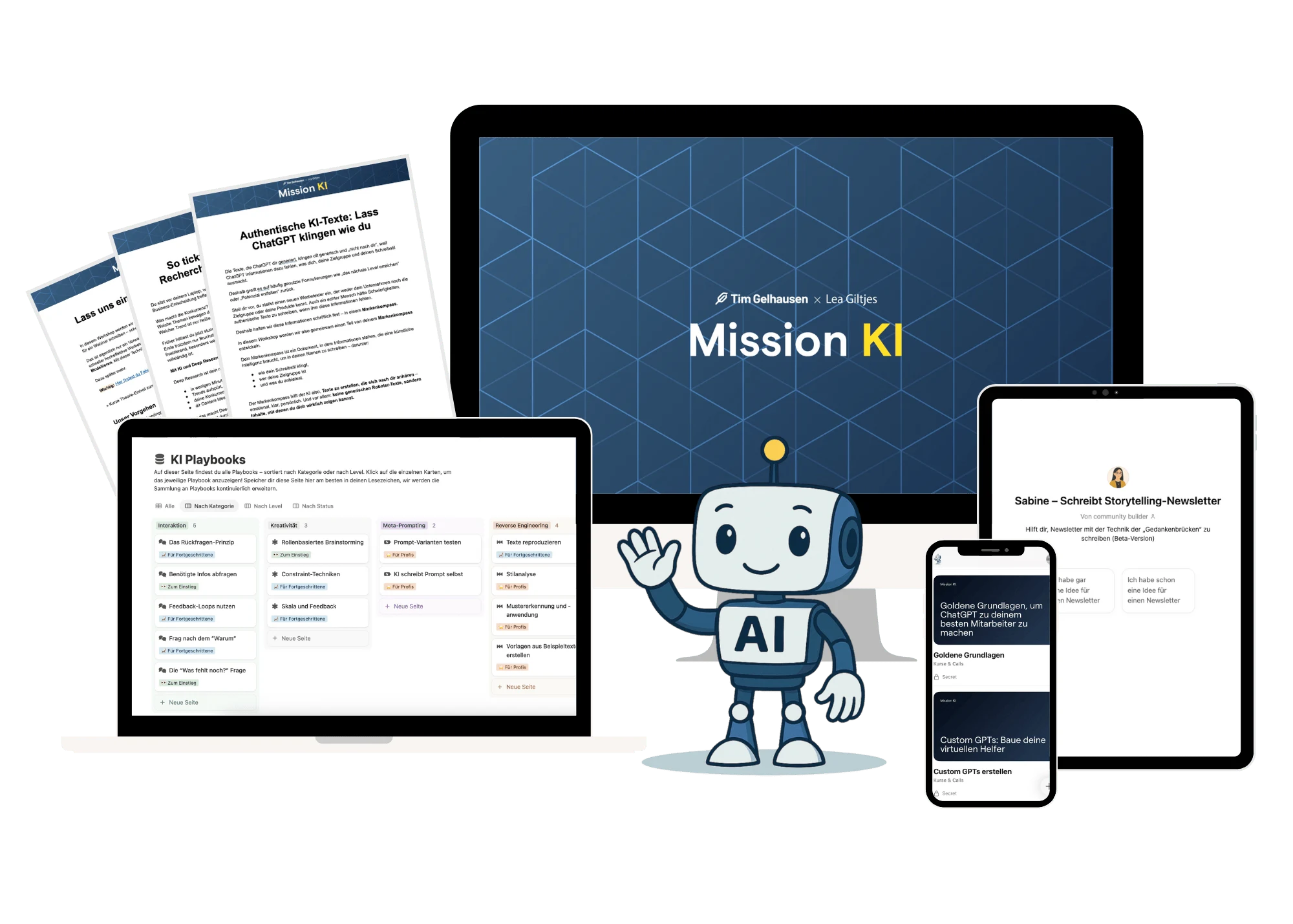 Mission KI – Mockup der Membership-Oberfläche auf Laptop und Tablet