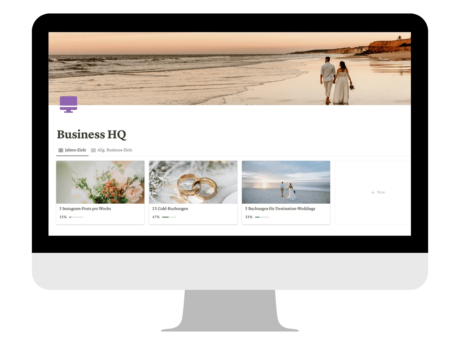 Notion-Bildschirm: Hochzeit-Projekt